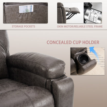 Poltrona reclinabile elettrica con meccanismo di sollevamento, imbottita, ampia poltrona massaggiante, meccanismo di reclinazione per impieghi gravosi e di sicurezza con tasche laterali