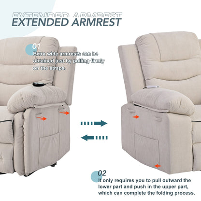 Poltrona reclinabile elettrica per anziani, funzioni di massaggio e riscaldamento regolabili, reclinazione infinita, tasca laterale