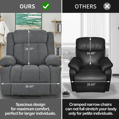 Poltrona reclinabile elettrica per anziani, divano singolo classico, sedile per home theater con 2 portabicchieri, tasche laterali, telecomando