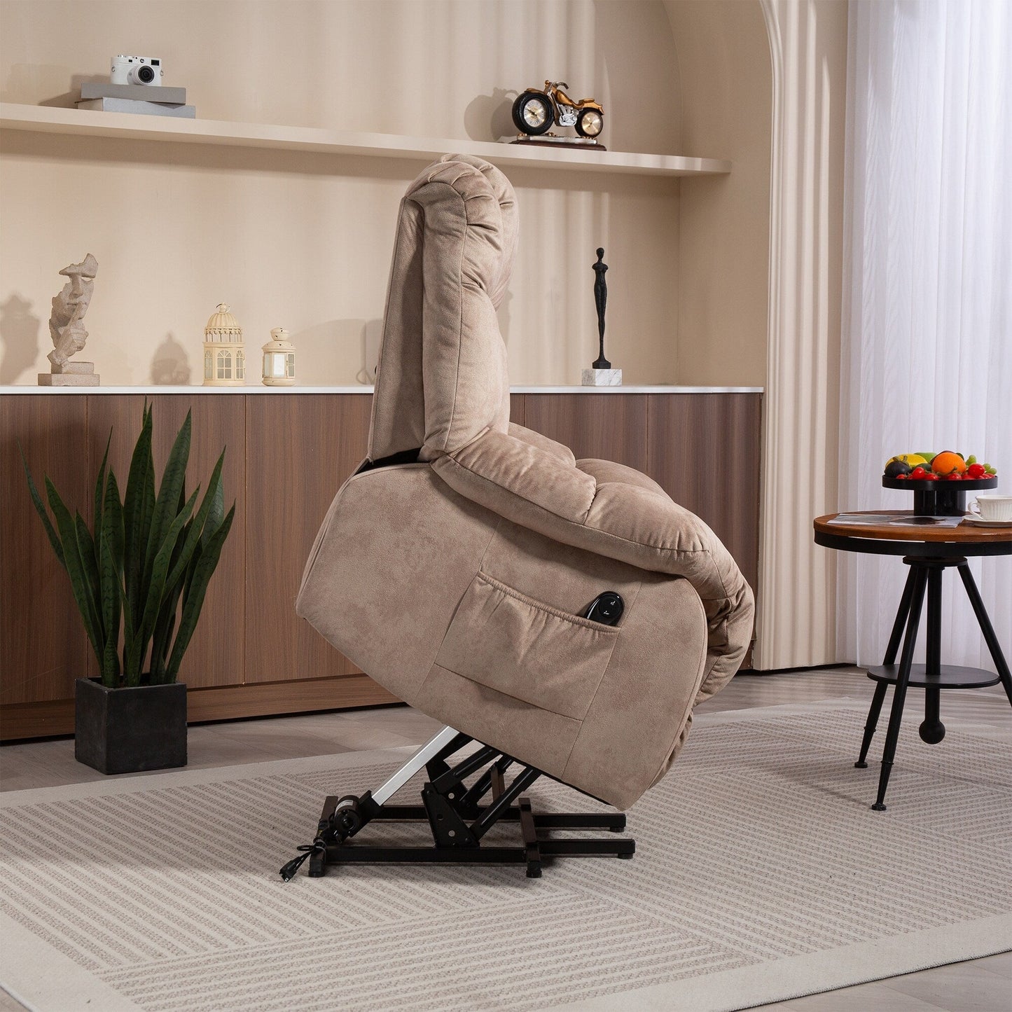 Poltrona reclinabile elettrica per anziani, poltrona reclinabile resistente con meccanismo di movimento di sicurezza e rivestimento confortevole