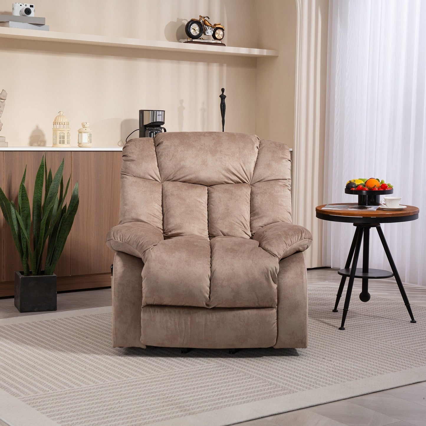 Poltrona reclinabile elettrica per anziani, poltrona reclinabile resistente con meccanismo di movimento di sicurezza e rivestimento confortevole