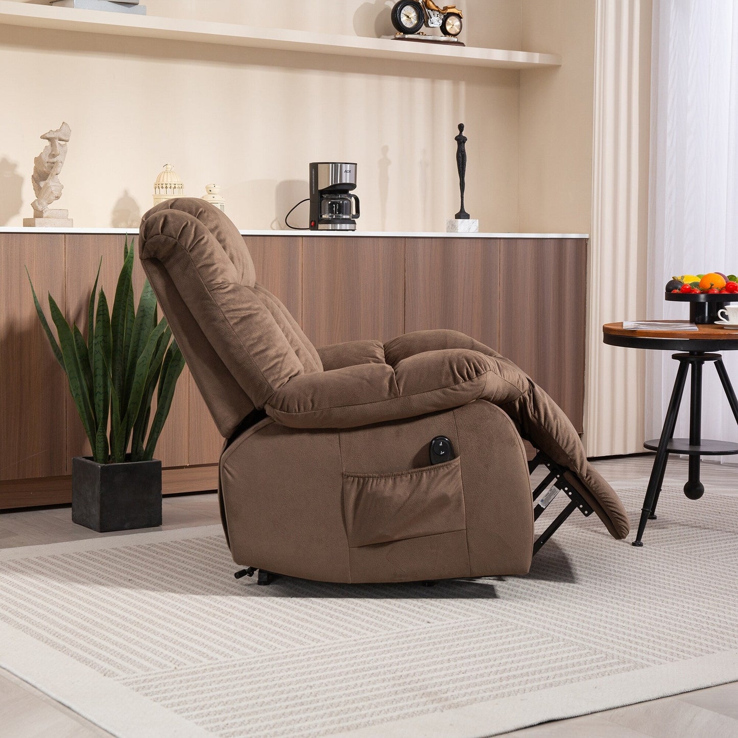 Poltrona reclinabile elettrica per anziani, poltrona reclinabile resistente con meccanismo di movimento di sicurezza e rivestimento confortevole