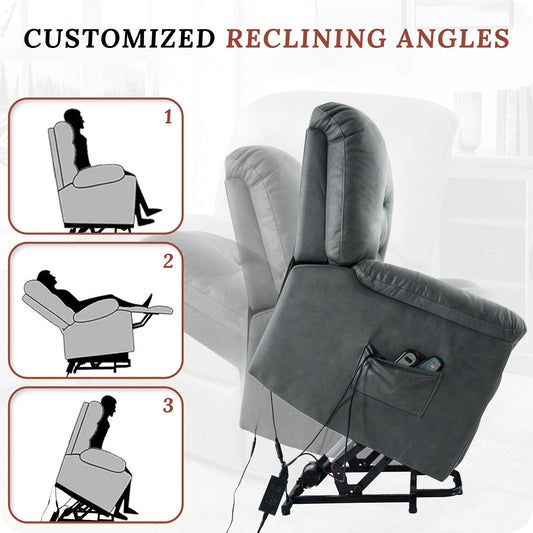 Poltrona reclinabile elettrica per anziani con riscaldamento e massaggio a 8 punti, poltrona reclinabile in microfibra di grandi dimensioni con posizioni regolabili