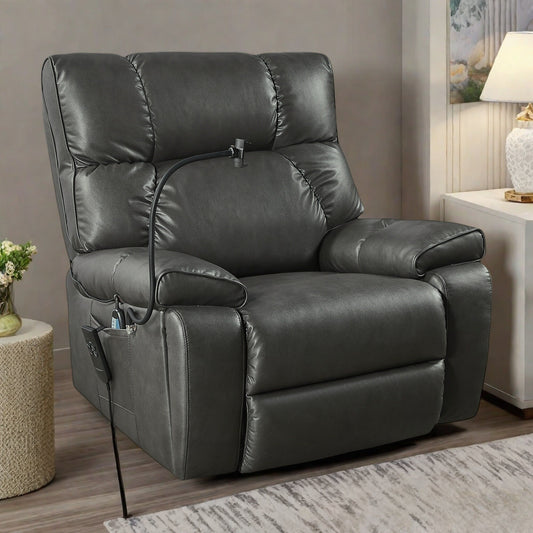 Poltrona reclinabile elettrica con doppio motore OKIN, posizione infinita, massaggio e calore, portabicchieri