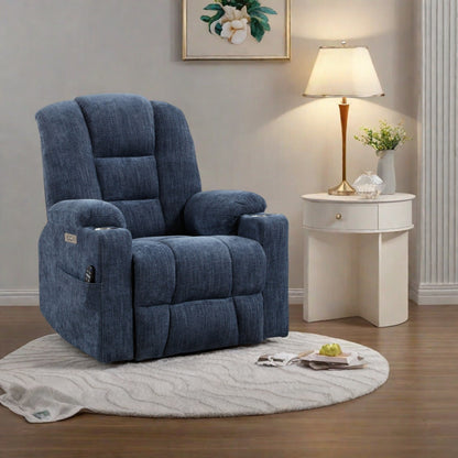 Poltrona reclinabile elettrica con doppia porta USB, portabicchieri, tessuto in ciniglia, reclinazione di 155°, facile da montare