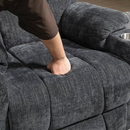 Poltrona reclinabile elettrica con doppia porta USB, portabicchieri e tessuto in ciniglia