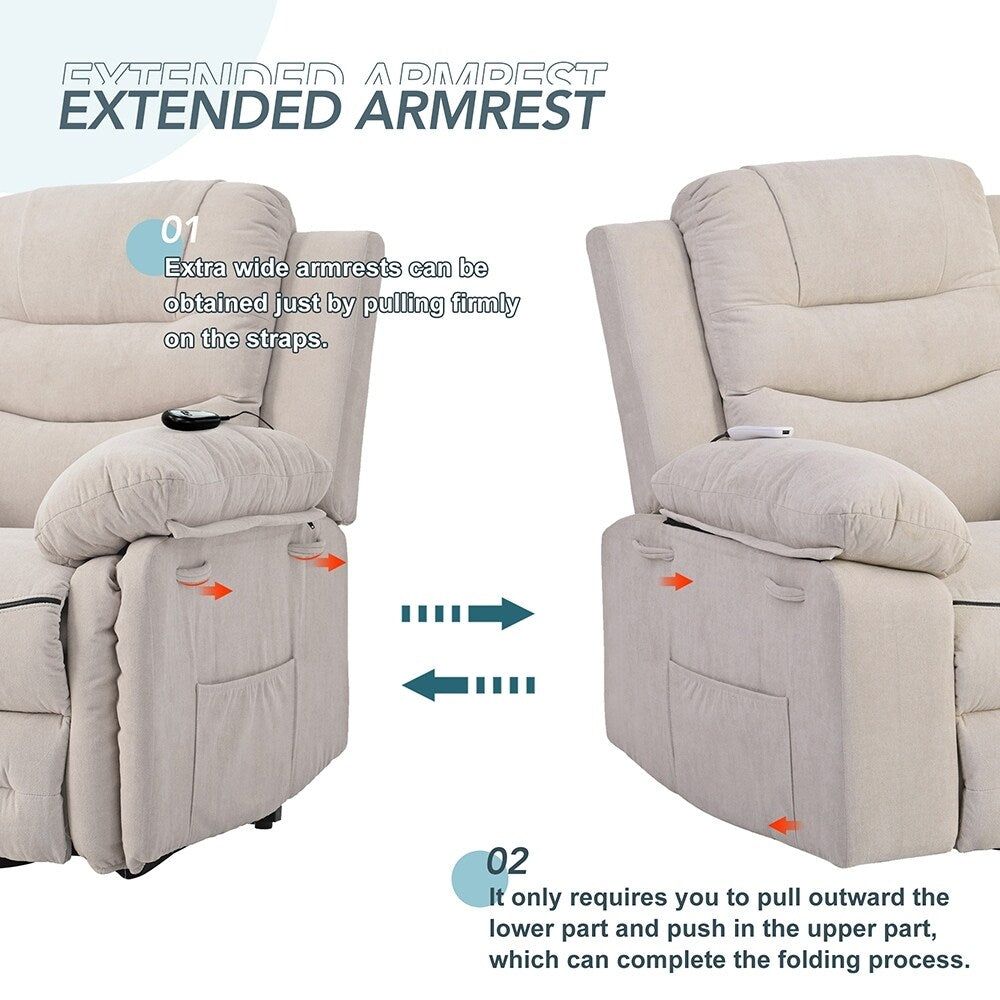 Poltrona reclinabile elettrica con massaggio termico e tasca portaoggetti