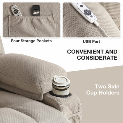 Poltrona reclinabile elettrica con riscaldamento e massaggio, poltrona reclinabile elettrica in tessuto