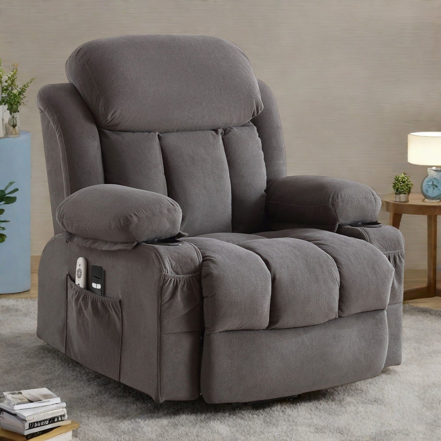 Poltrona reclinabile elettrica con massaggio e calore, divano con sollevamento elettrico con telecomando, porta USB