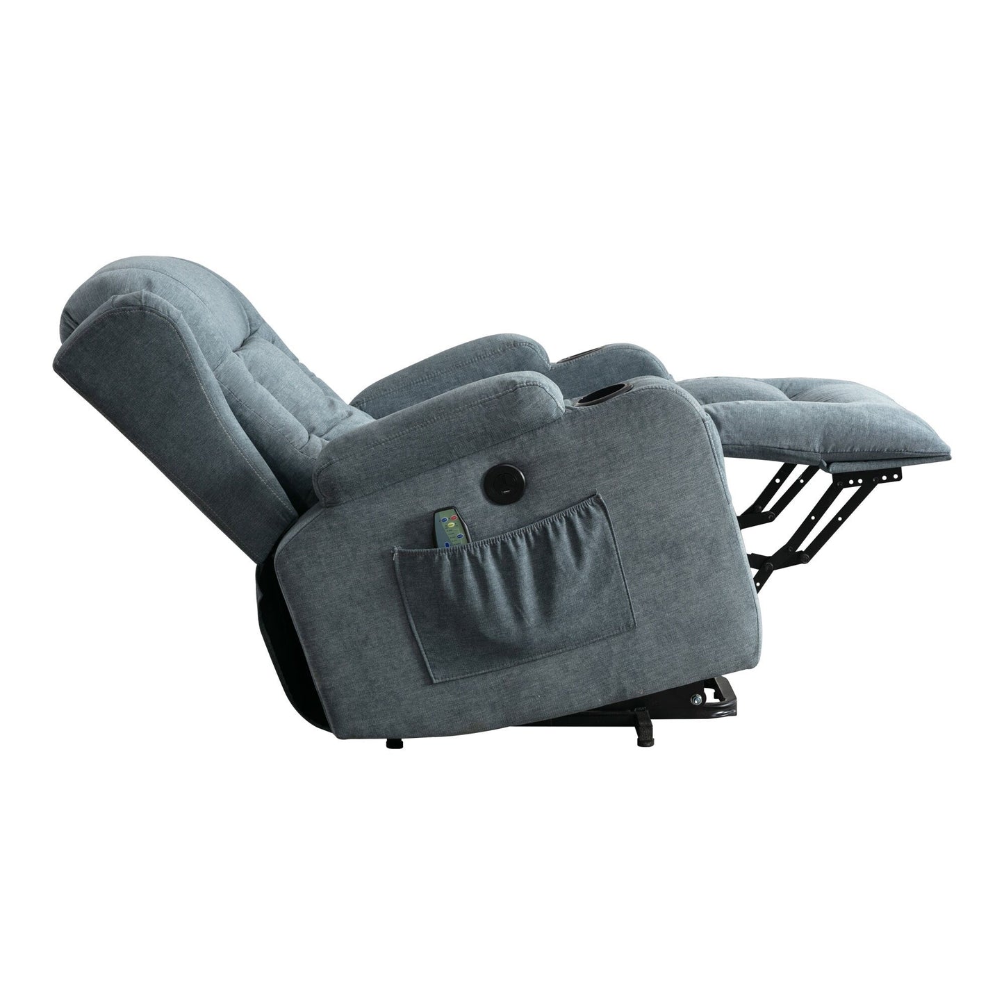 Poltrona reclinabile elettrica con massaggio vibrante, riscaldamento, porta USB e tasche laterali portaoggetti