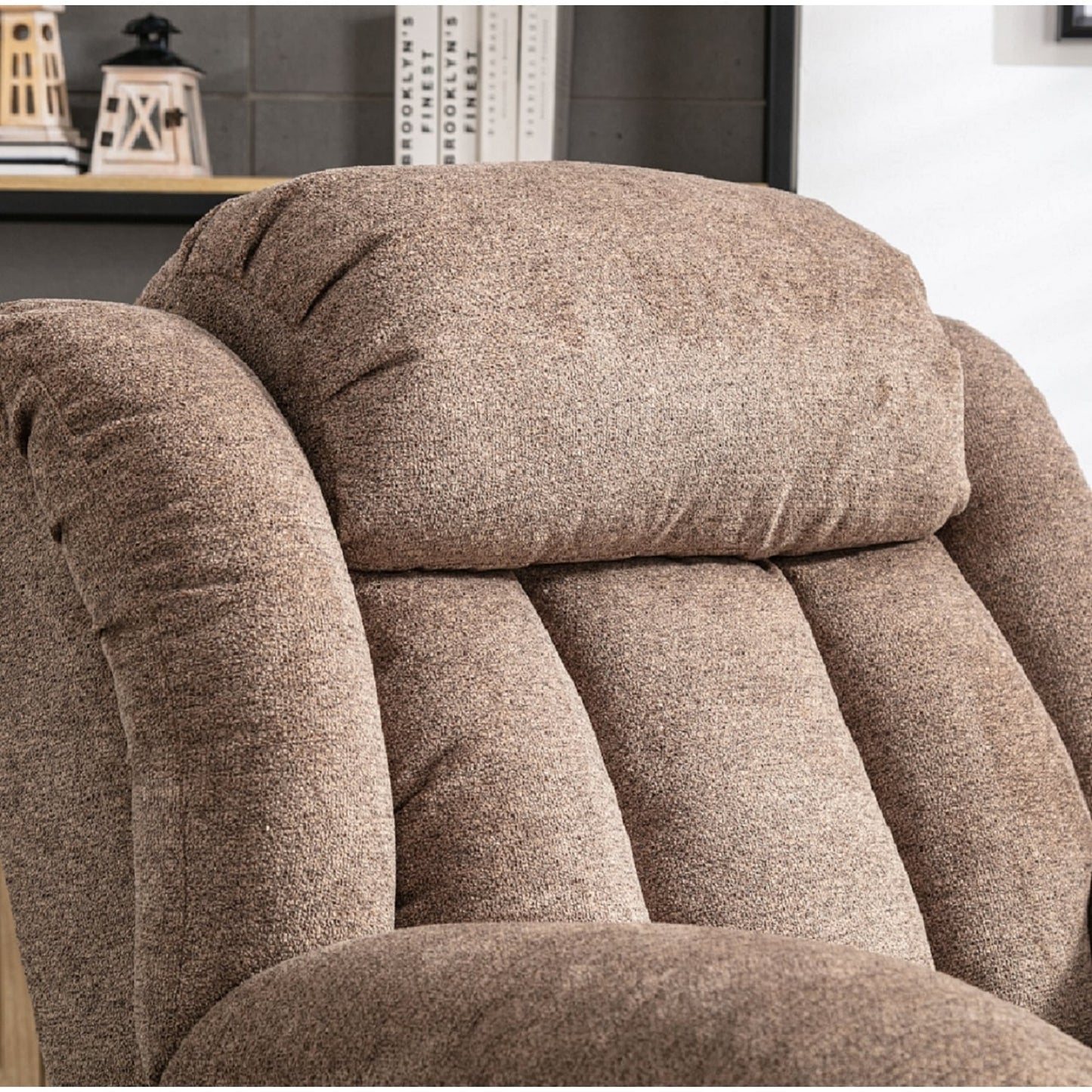 Poltrona reclinabile a dondolo, girevole a 360°, manuale, di grandi dimensioni, per soggiorno