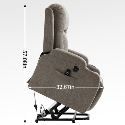 Poltrona reclinabile elettrica con massaggio e riscaldamento lombare, ricarica USB, doppio portabicchieri e ampio vano portaoggetti laterale