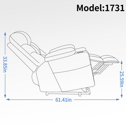 Poltrona reclinabile elettrica con motore OKIN, massaggio, riscaldamento, USB e portabicchieri