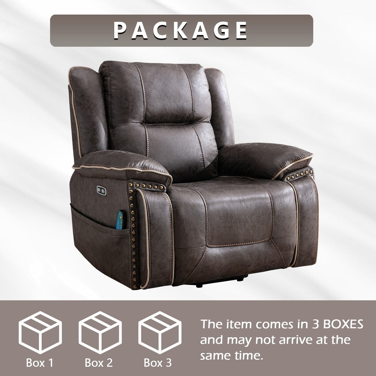 Poltrona confortevole Power Lift con riscaldamento massaggiante, portabicchieri e porta USB