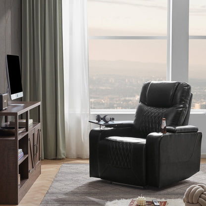 Poltrona reclinabile Nestfair Power Motion con 2 portabicchieri e tavolino girevole a 360°