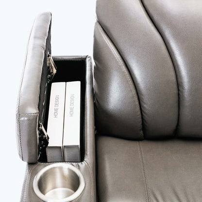Poltrona reclinabile Power Motion con porta di ricarica USB e bracciolo nascosto, con pratico portabicchieri e stereo
