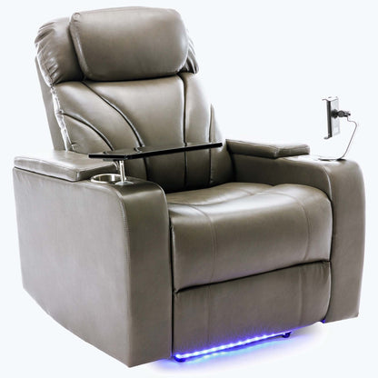 Poltrona reclinabile Power Motion con porta di ricarica USB e bracciolo nascosto, con pratico portabicchieri e stereo