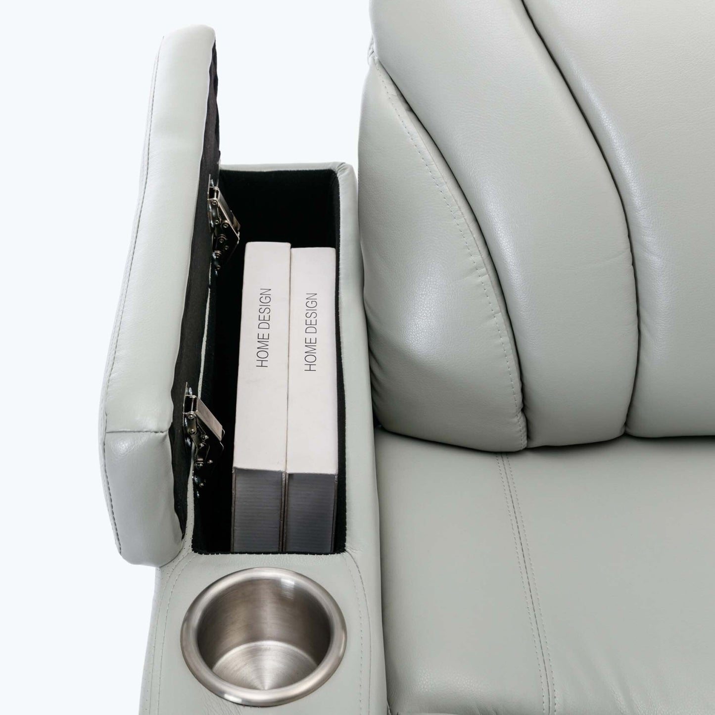 Poltrona reclinabile Power Motion con porta di ricarica USB e bracciolo nascosto, con pratico portabicchieri e stereo