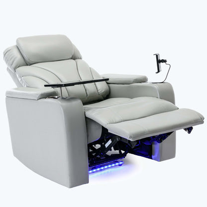 Poltrona reclinabile Power Motion con porta di ricarica USB e bracciolo nascosto, con pratico portabicchieri e stereo