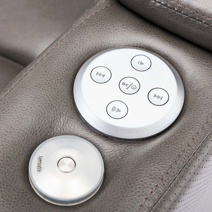 Poltrona reclinabile Power Motion con porta di ricarica USB e bracciolo nascosto, con pratico portabicchieri e stereo