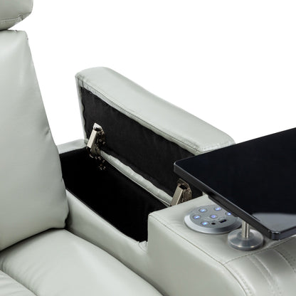 Poltrona reclinabile elettrica con portabicchieri refrigerante, altoparlante Bluetooth, luci LED, porte USB, tavolino e spazio nascosto