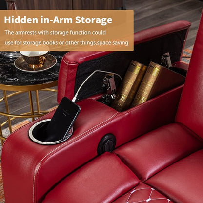 Divano reclinabile singolo imbottito elettrico per home theater con braccioli nascosti