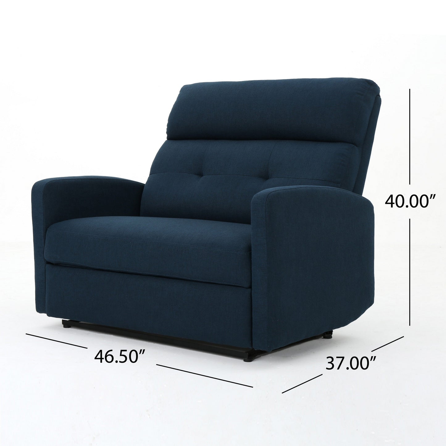 Poltrona reclinabile elettrica, seduta ampia e oversize, tessuto trapuntato blu navy