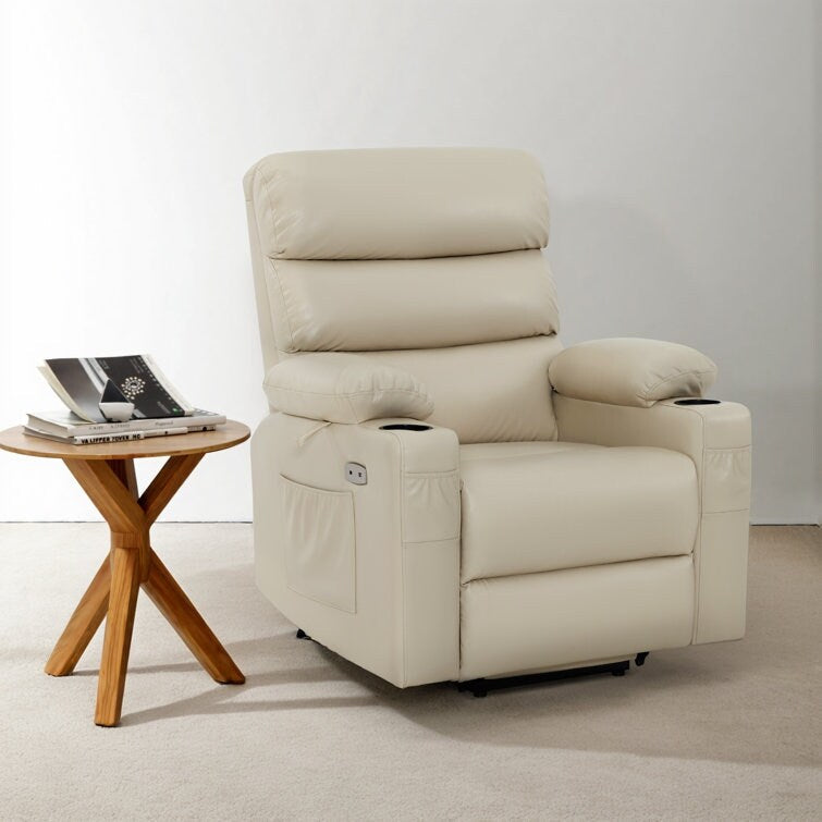 Poltrona reclinabile elettrica con massaggio vibrante e calore, in similpelle, 350 libbre