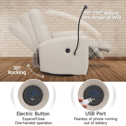 Poltrona girevole elettrica per bambini, poltrona reclinabile girevole con porte USB