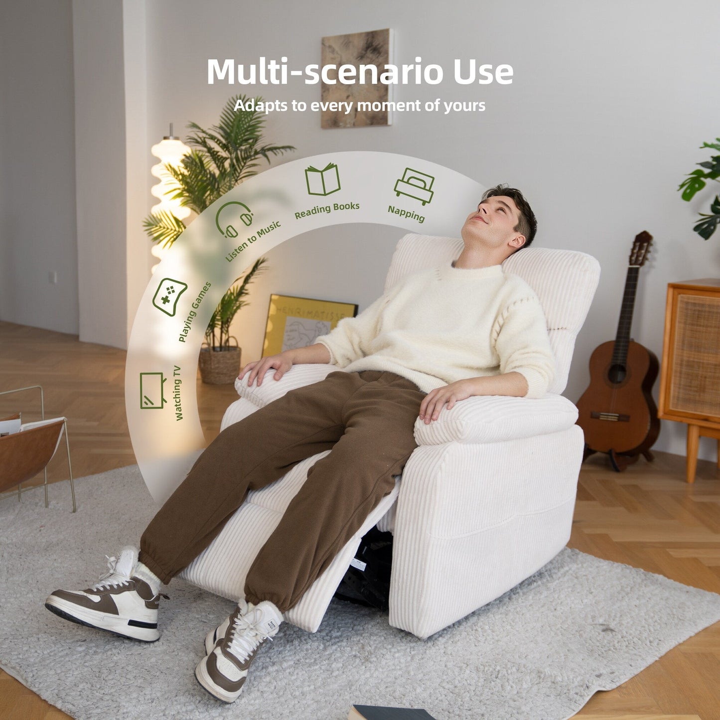 Poltrona reclinabile girevole elettrica con USB/tipo C, rotazione di 270°