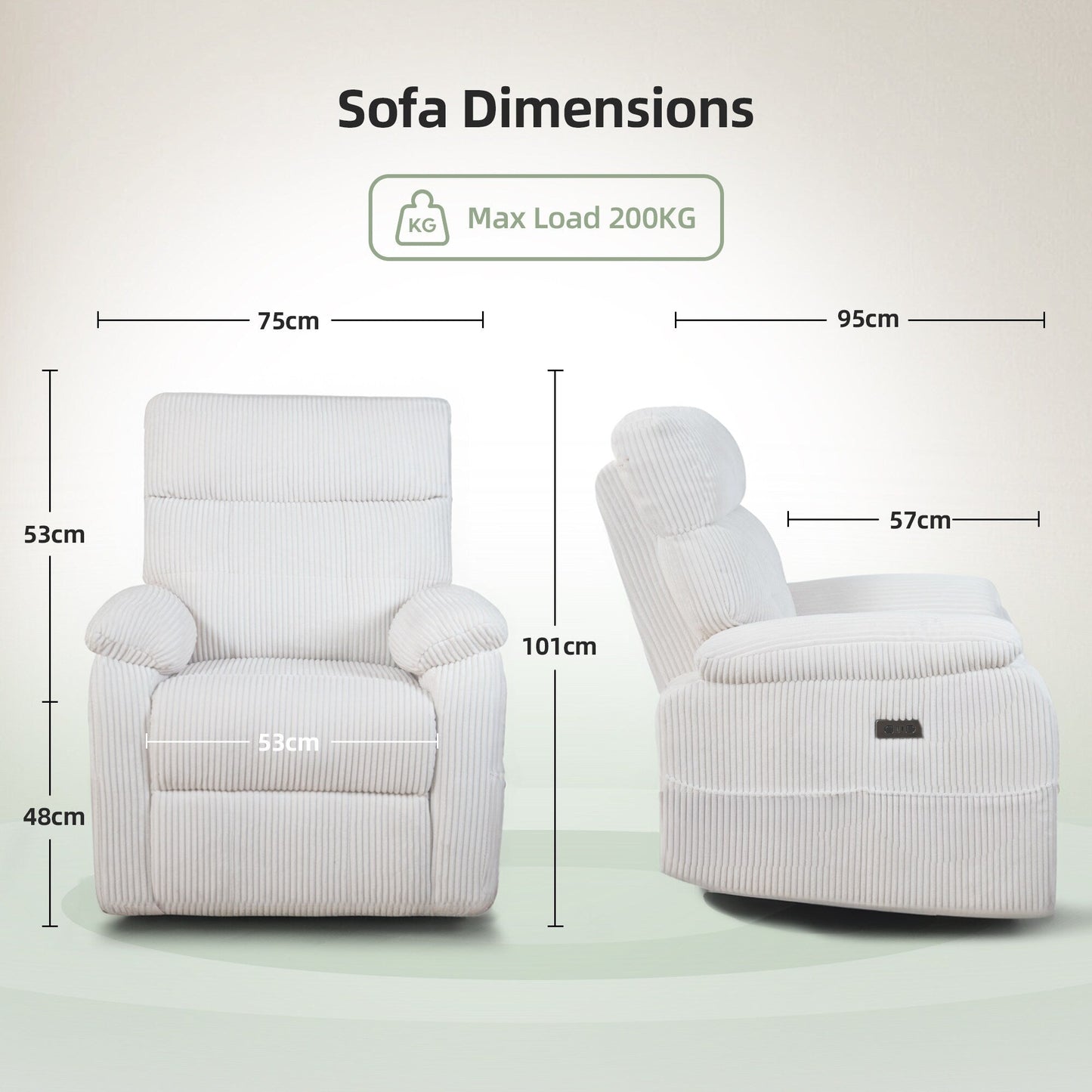 Poltrona reclinabile girevole elettrica con USB/tipo C, rotazione di 270°