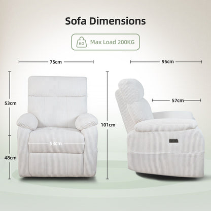 Poltrona reclinabile girevole elettrica con USB/tipo C, rotazione di 270°