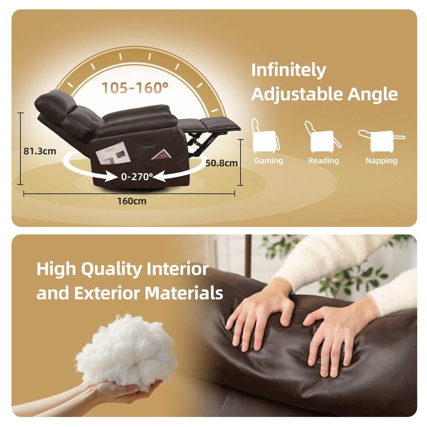 Poltrona reclinabile girevole elettrica