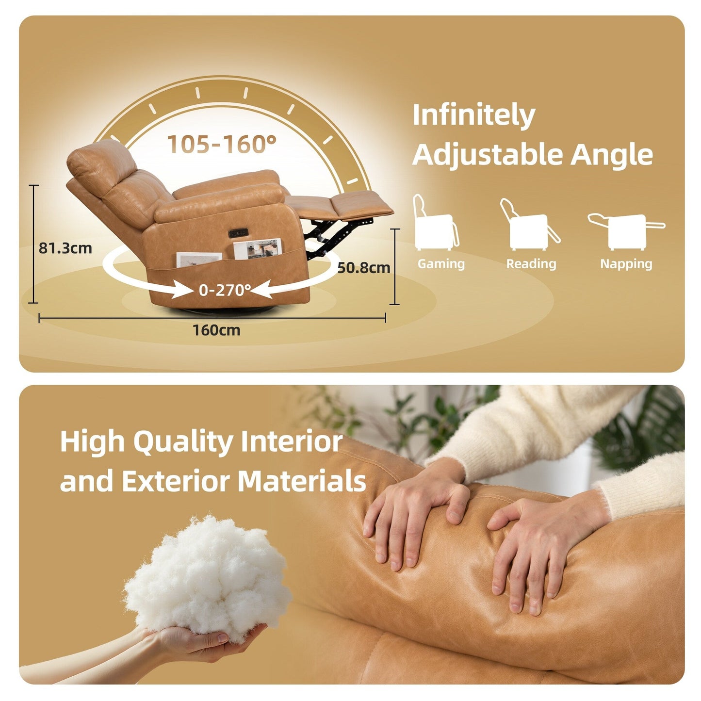 Poltrona reclinabile girevole elettrica