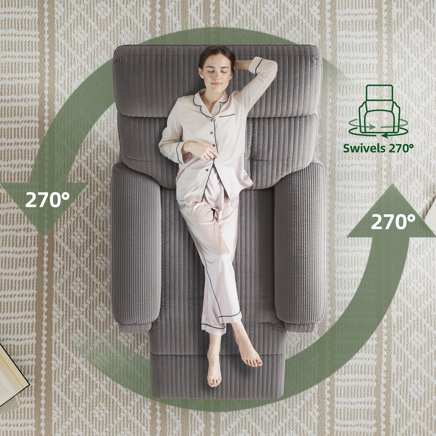 Poltrona reclinabile girevole elettrica