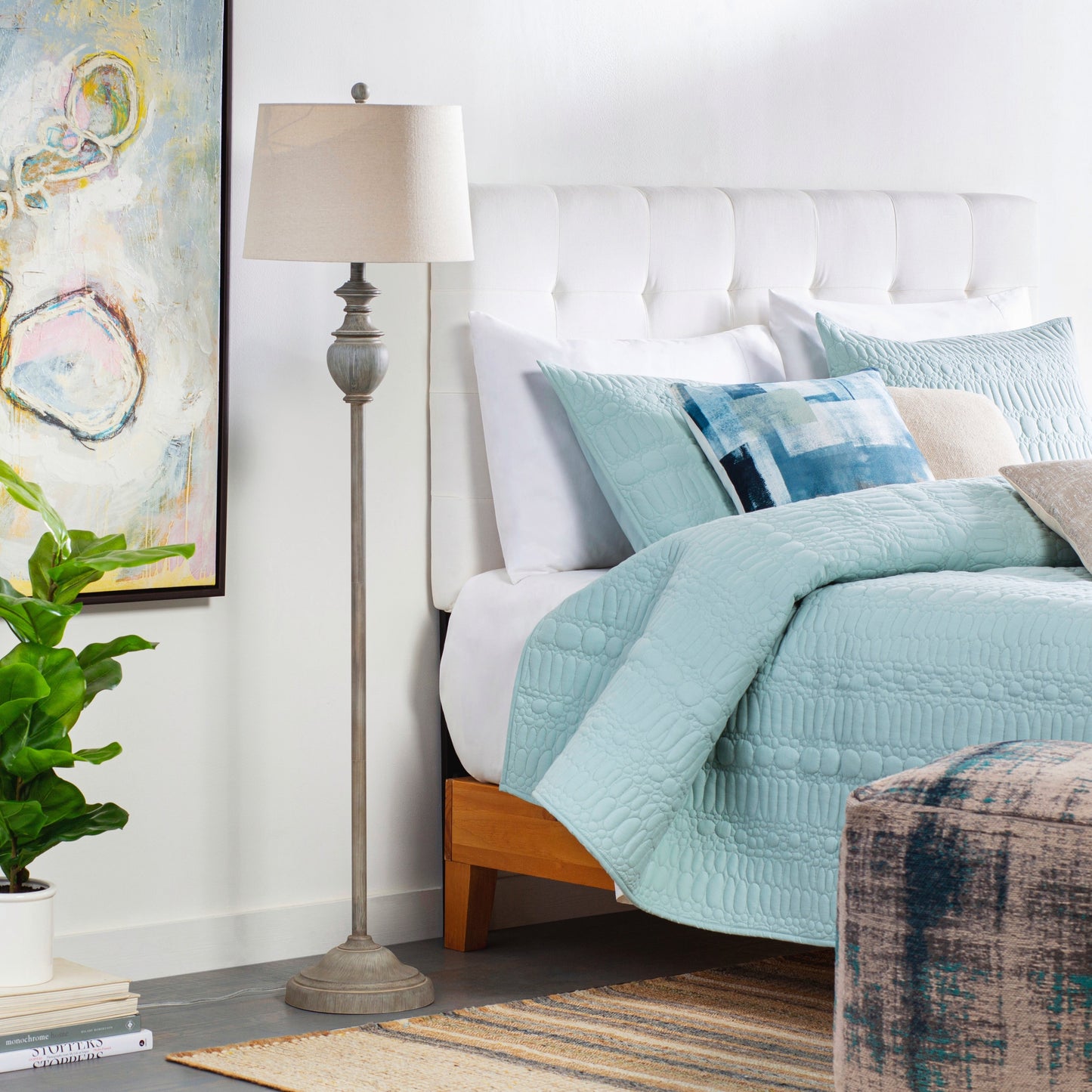 Lampada da terra tradizionale Pragya rifinita a mano - 59H x 15W x 15D