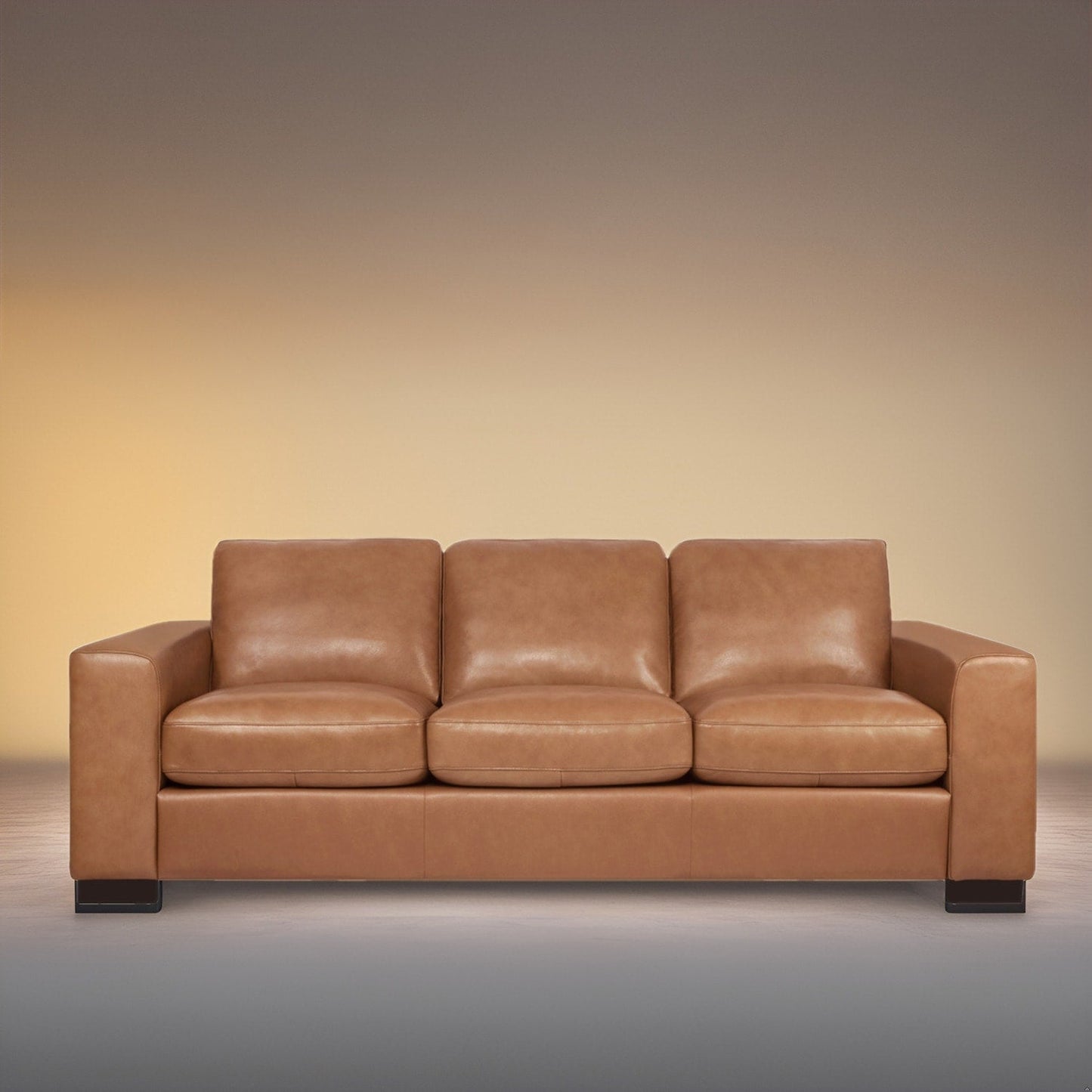 Divano a 3 posti in vera pelle di alta qualità con seduta profonda e cuscini in piuma d'oca per il massimo comfort