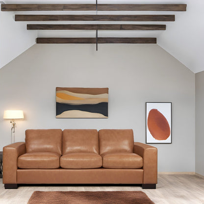 Divano a 3 posti in vera pelle di alta qualità con seduta profonda e cuscini in piuma d'oca per il massimo comfort