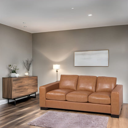 Divano a 3 posti in vera pelle di alta qualità con seduta profonda e cuscini in piuma d'oca per il massimo comfort