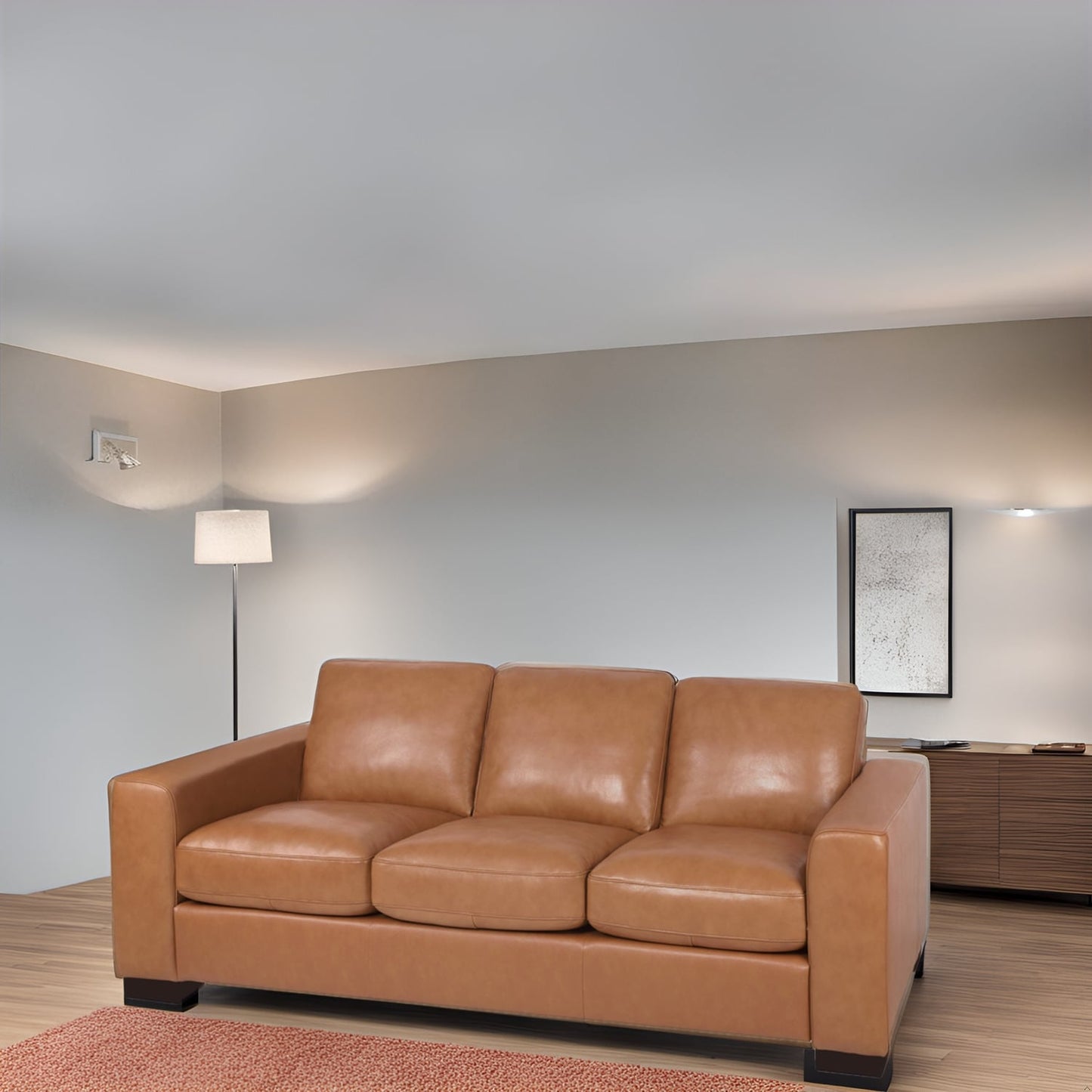 Divano a 3 posti in vera pelle di alta qualità con seduta profonda e cuscini in piuma d'oca per il massimo comfort