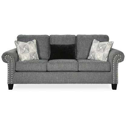 Divano Preston, ciniglia grigia, pelliccia sintetica, 3 cuscini decorativi, 91 pollici