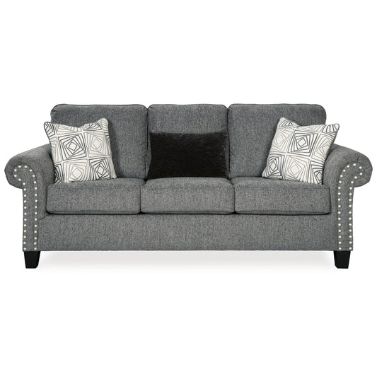 Divano Preston, ciniglia grigia, pelliccia sintetica, 3 cuscini decorativi, 91 pollici