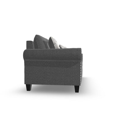 Divano Preston, ciniglia grigia, pelliccia sintetica, 3 cuscini decorativi, 91 pollici