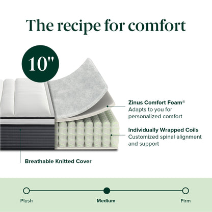 Materasso ibrido a molle insacchettate Priage by ZINUS 10 Support Plus