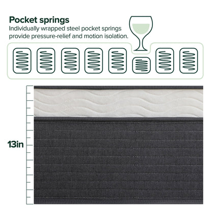 Materasso ibrido a molle insacchettate Priage by ZINUS da 13 pollici Comfort Essential