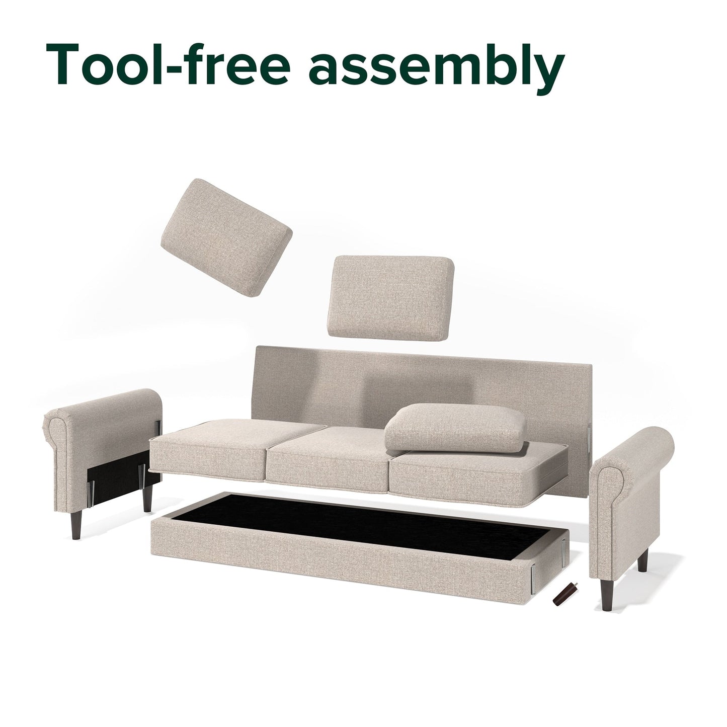 Priage by ZINUS Divano Madison imbottito color beige farina d'avena