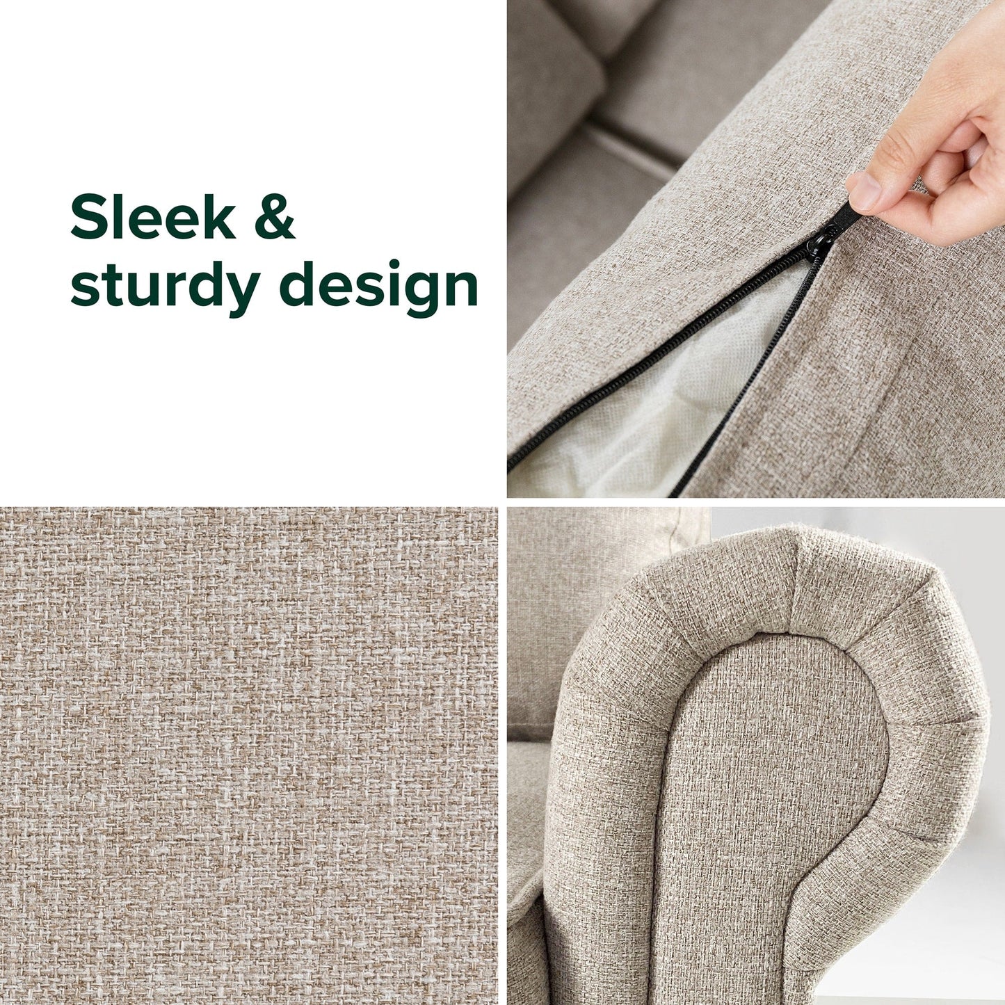 Priage by ZINUS Divano Madison imbottito color beige farina d'avena