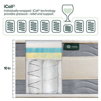 Materasso ibrido in memory foam con infusione di gel Priage by Zinus da 10 pollici