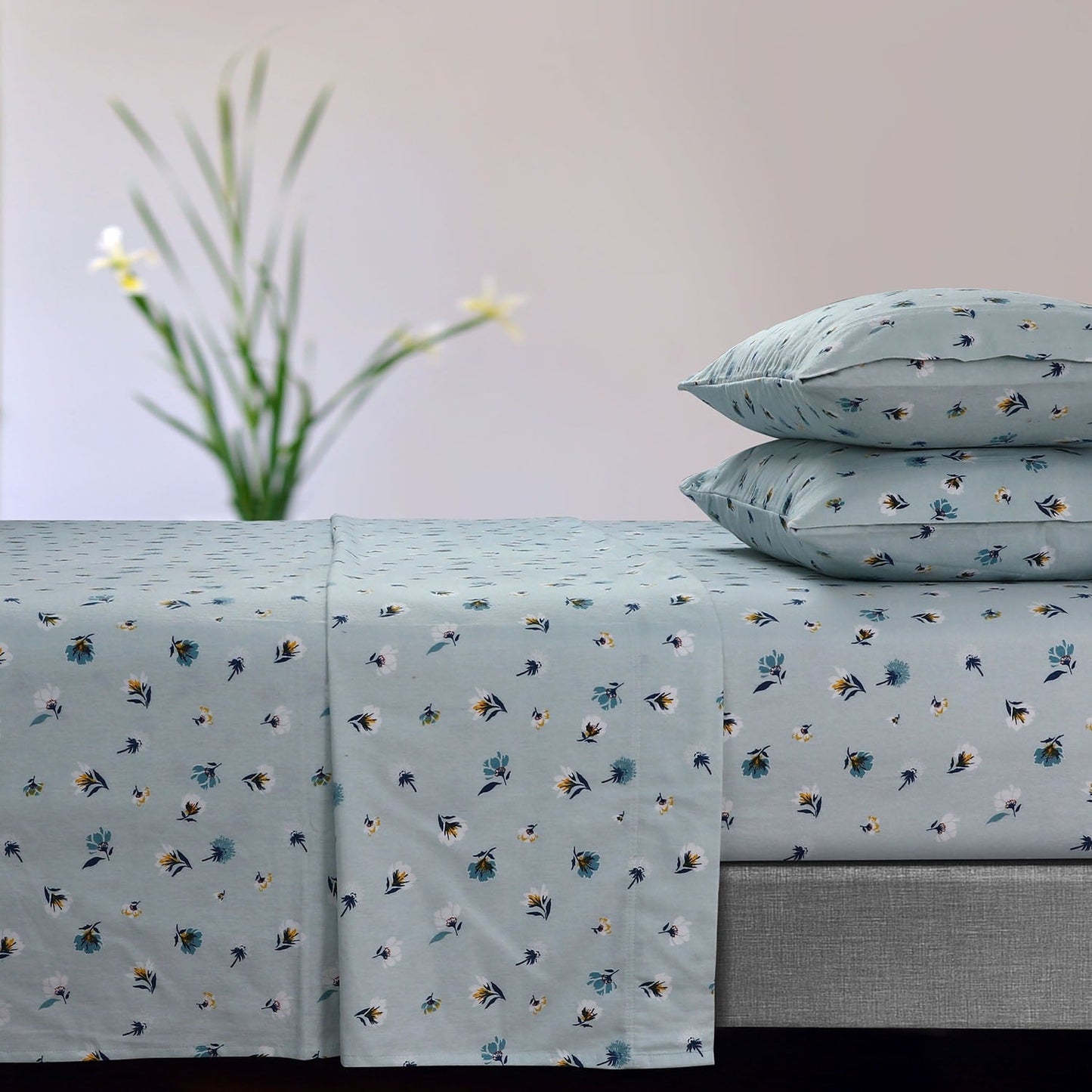 Set di lenzuola con tasche extra profonde stampate in morbida flanella di cotone da 170 g/m²