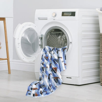 Coperta in pile di flanella stampata per bambini, coperta Sherpa, 40 x 50 pollici, barca a vela nautica, base bianca